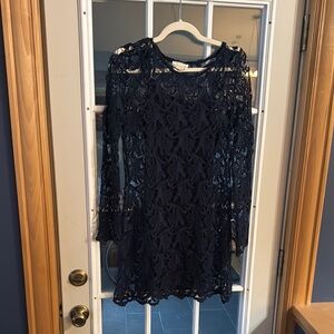 Elegant Navy Lace Dress